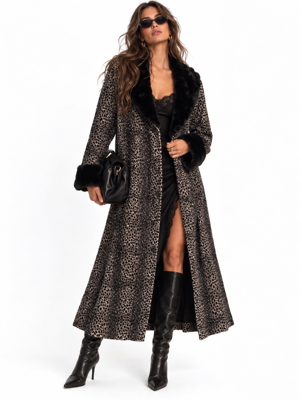 Vintage Leopard Print Coat Fur Collar Cuffs Long Duster Cheetah Mob Wife Vampy